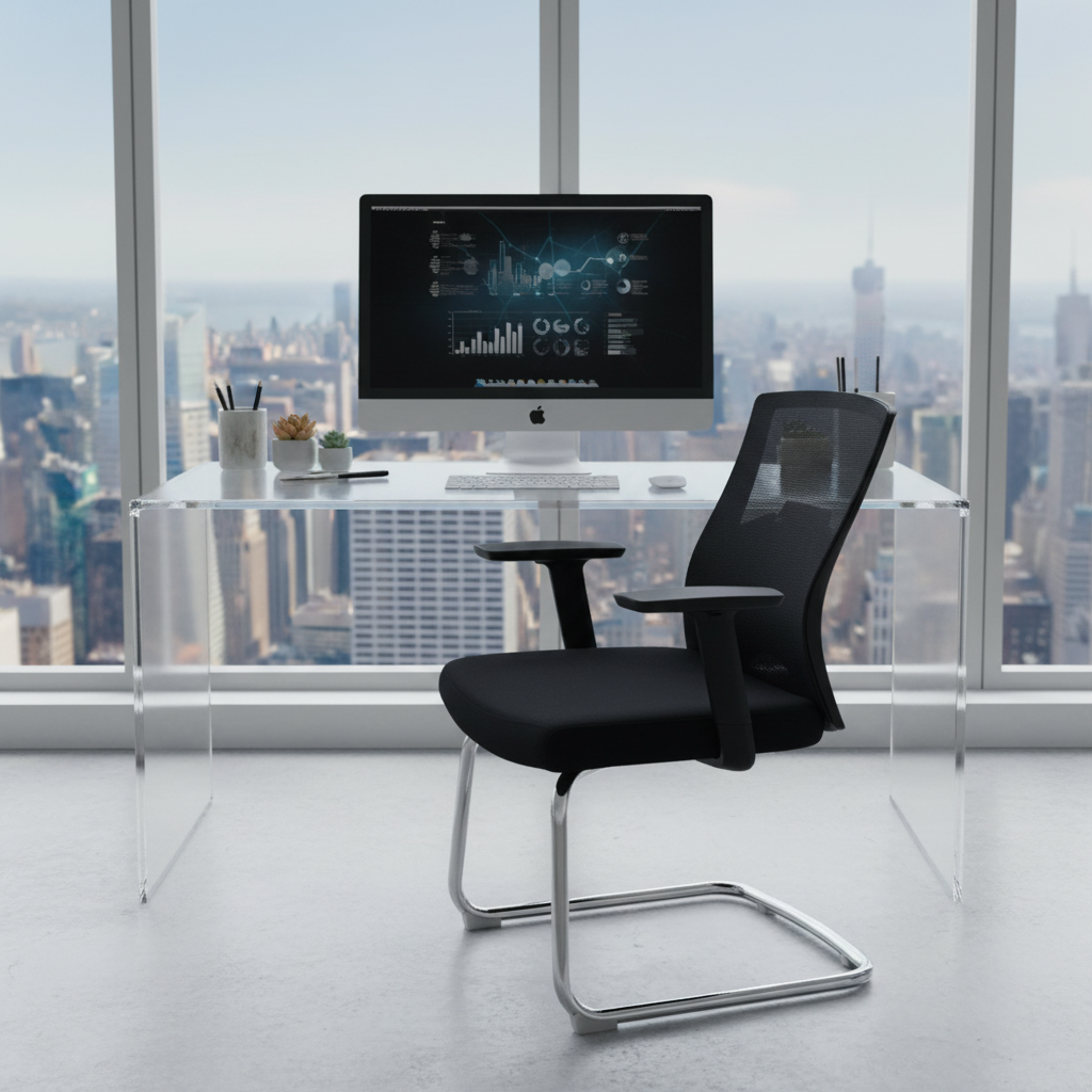 Mesh Back Visitor Chair UAE | Office Guest Chair with Chrome Base Dubai