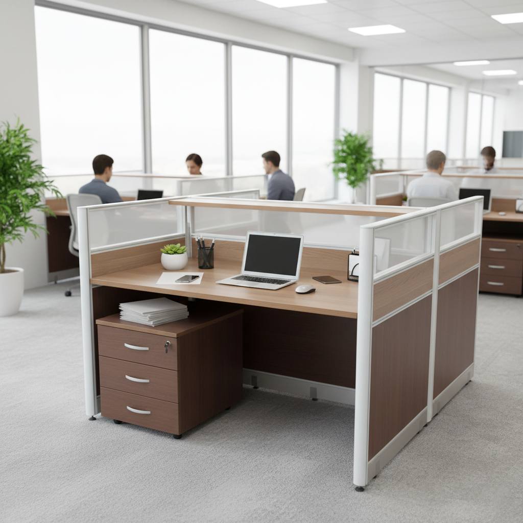 2-Person Work Station Coffee & Grey | Office Furniture UAE | INFINI HOMES