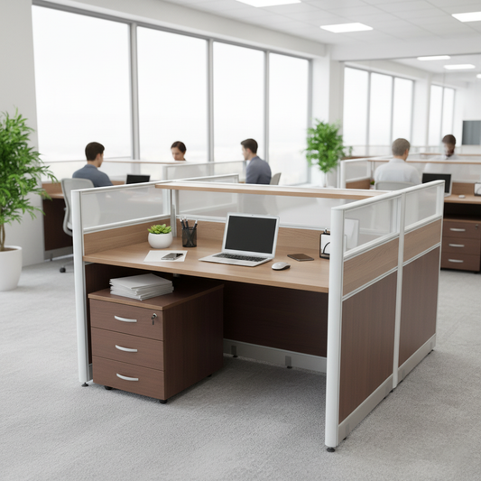 2-Person Work Station Coffee & Grey | Office Furniture UAE | INFINI HOMES