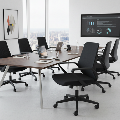 Medium Back Mesh Office Chair UAE | Ergonomic Desk Chair with Nylon Base & Casters | IH 306 BLK