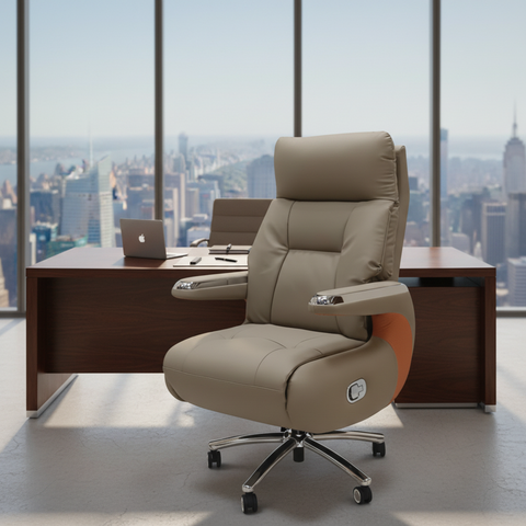 Executive Reclining Office Chair IH-BOSS-55 Cream in Corporate Office Setting – Buy in UAE | INFINI HOMES