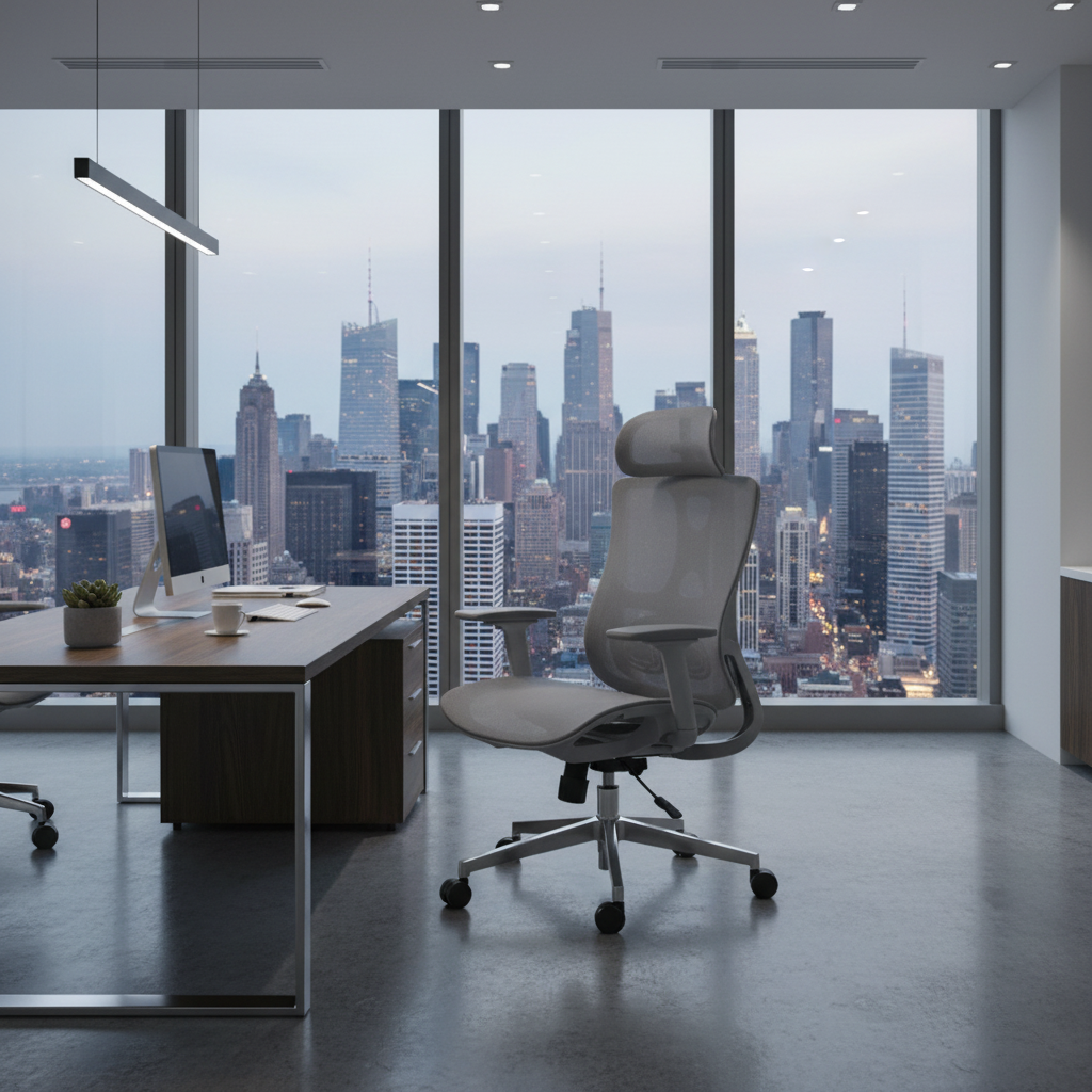 Ergonomic high back office chair in corporate workspace setting – office chairs for businesses UAE | INFINI HOMES IH A-216