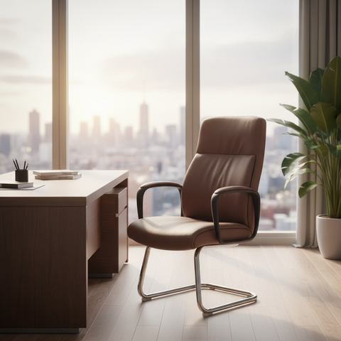 PU Visitor Chair IH 2005V – Brown | Premium Office Seating UAE