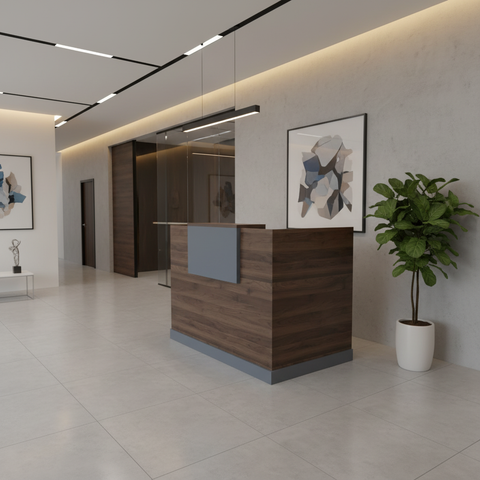 Reception Table 1.2m Walnut & Grey | Premium Office Furniture UAE