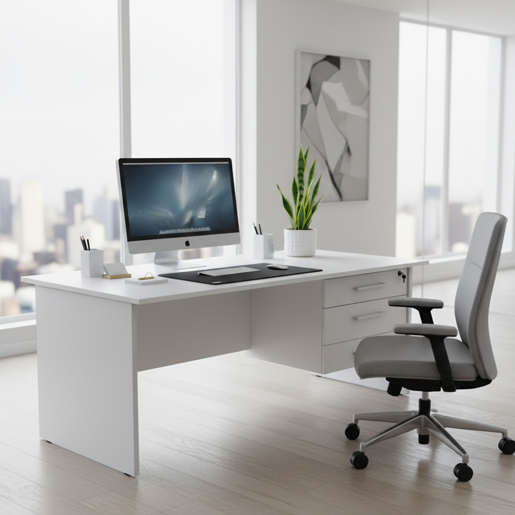 Office Desk White 120cm - Premium Workstation for UAE Offices | INFINI HOMES