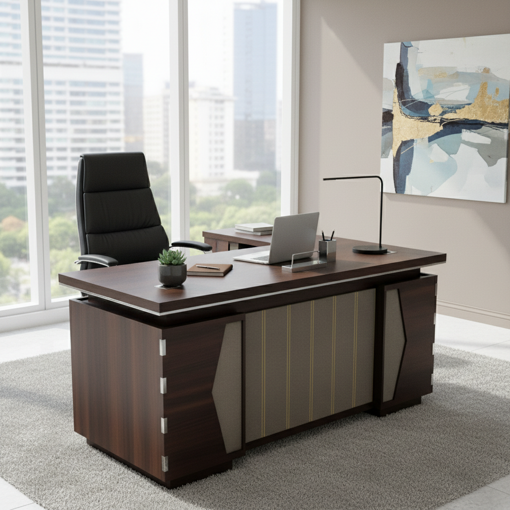 Office Desk 1.4m Oak & Khaki | Premium Workstation 140x70x75cm | UAE Delivery