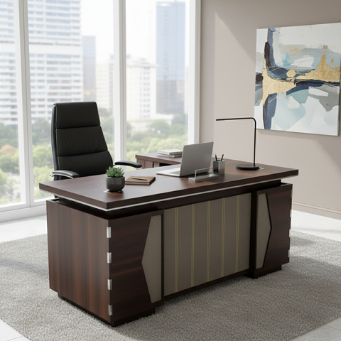 Office Desk 1.4m Oak & Khaki | Premium Workstation 140x70x75cm | UAE Delivery