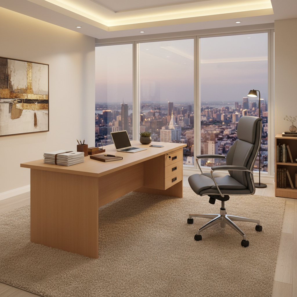 Premium Beech Office Desk 160x75x75cm | UAE-Wide Delivery