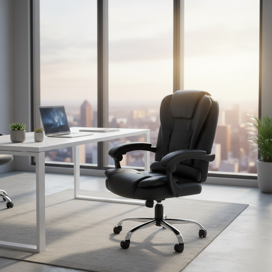 Executive Office Chair with Footrest UAE | Premium PU Leather Ergonomic Chair Dubai | IH 109PU BLK