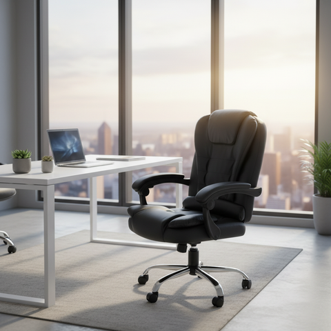 Executive Office Chair with Footrest UAE | Premium PU Leather Ergonomic Chair Dubai | IH 109PU BLK