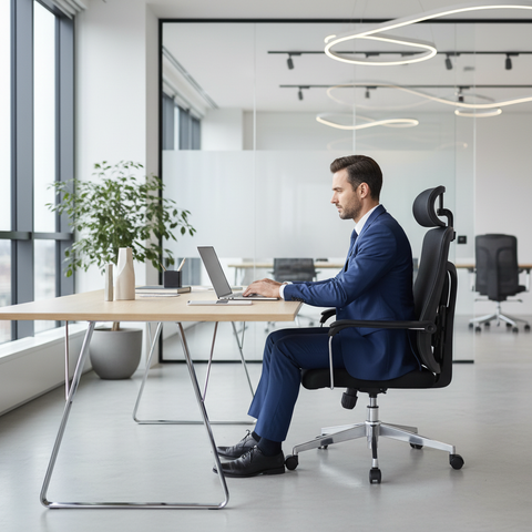 Ergonomic Mesh Office Chair with Headrest - High Back Executive Chair UAE | Chrome Base | IH A-215-S