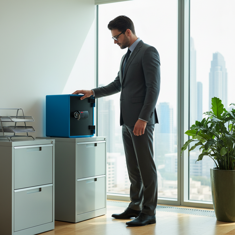 Eagle YES-031DK Fire-Resistant Safe – Blue, Digital + Key Lock System