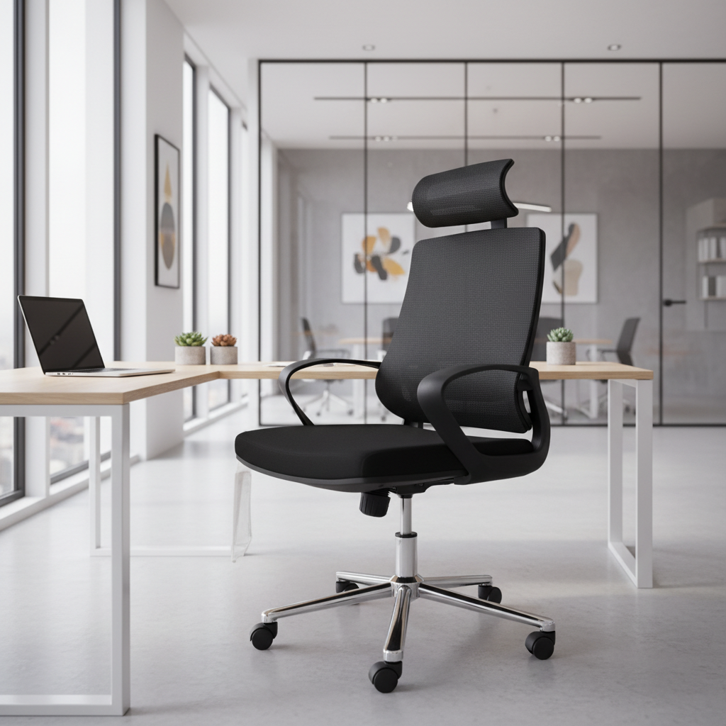High Back Executive Office Chair with Headrest - Ergonomic Black Chair UAE | IH 3353