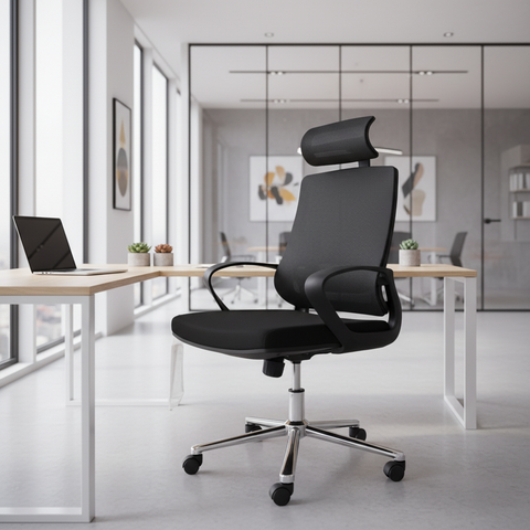 High Back Executive Office Chair with Headrest - Ergonomic Black Chair UAE | IH 3353
