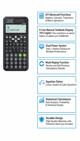 Scientific Calculator 417 Functions - FC-991ES Plus 2nd Edition | Solar Powered Calculator UAE