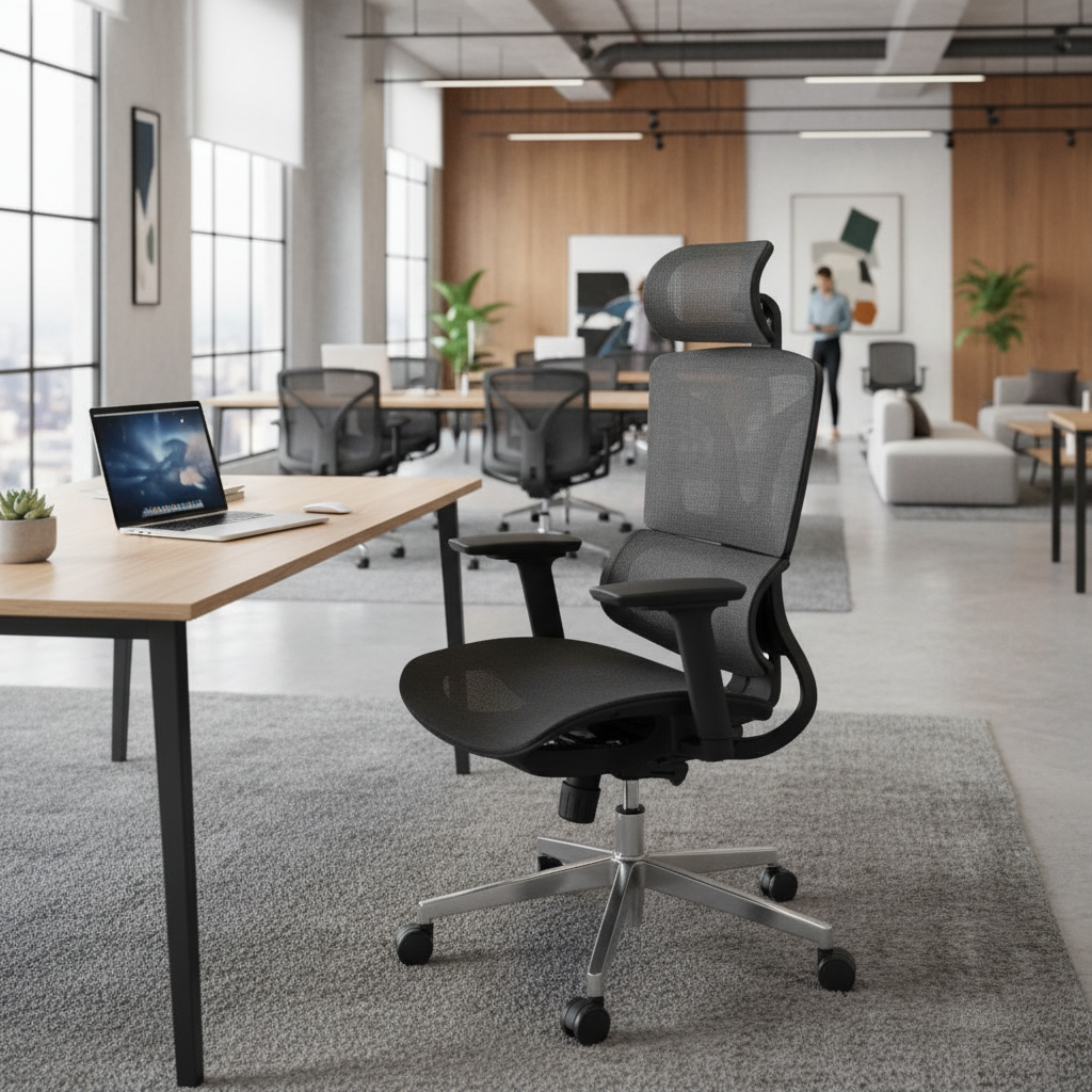 Ergonomic Mesh Office Chair with Lumbar Support & Headrest - High Back Executive Chair UAE | IH A-217