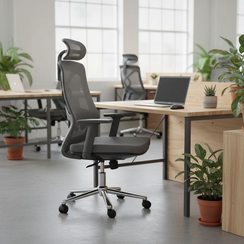 Ergonomic Mesh High Back Office Chair with Headrest - Premium Executive Chair UAE | IH 2259 GRY