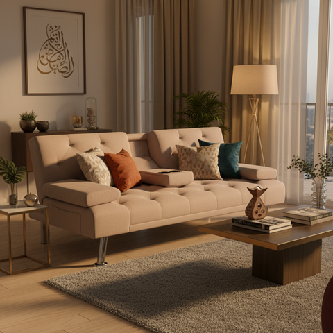 Sofa Cum Bed IH SB1038 | Brown Convertible Sofa Bed Dubai UAE