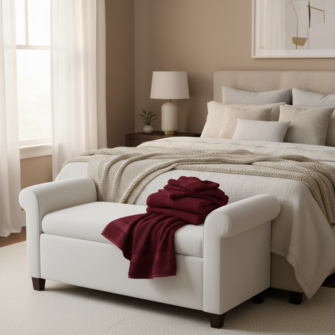 Premium Daffodil Burgundy Face Towel Set UAE Dubai - 500 GSM Cotton 24 Pack Luxury