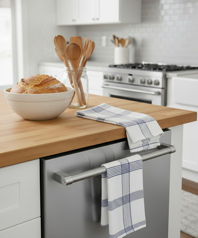 Pink Blue Kitchen Linens UAE Set of 6 | Multi Checks Tea Towels 50x70cm Dubai Abu Dhabi | INFINI HOMES