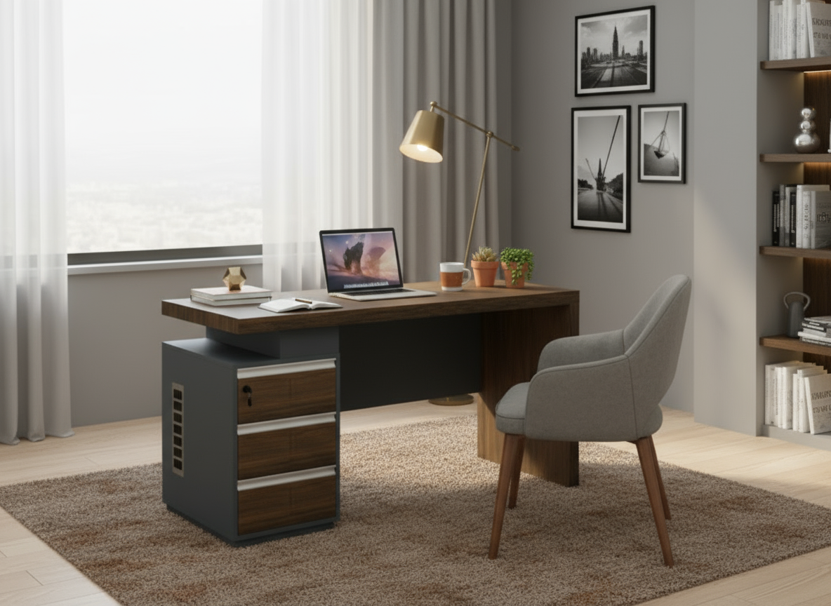 Office Desk with 3 Drawers & Lock 160x70cm - Executive Work Table Dubai UAE