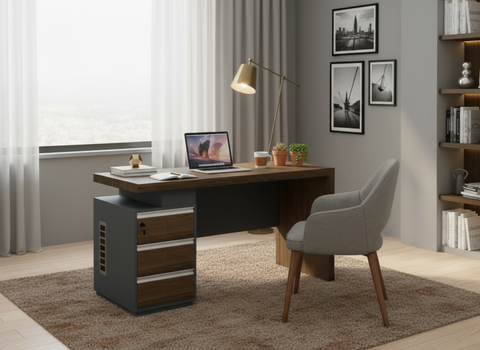 Office Desk with 3 Drawers & Lock 160x70cm - Executive Work Table Dubai UAE