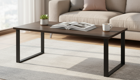 Coffee Table 120x60cm Walnut - Modern Metal Legs | Dubai UAE Furniture