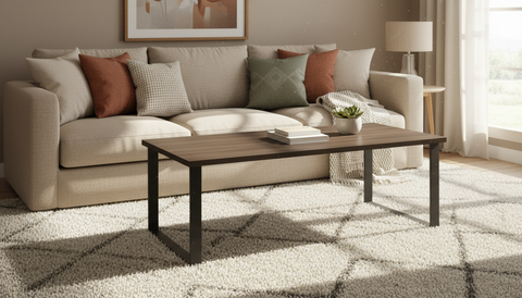 Coffee Table 120x60cm Walnut - Modern Metal Legs | Dubai UAE Furniture
