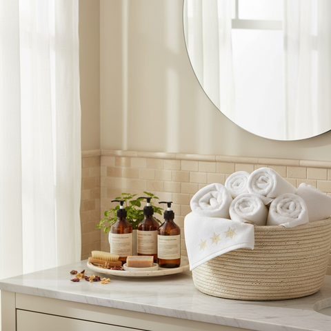 Luxury Embroidered Hand Towel UAE - Premium Snowflake Design 600 GSM Cotton Dubai