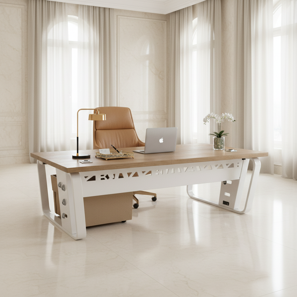 Office Desk 1.4m Beech White | Premium Workstation UAE | Fast Delivery Dubai Abu Dhabi Sharjah