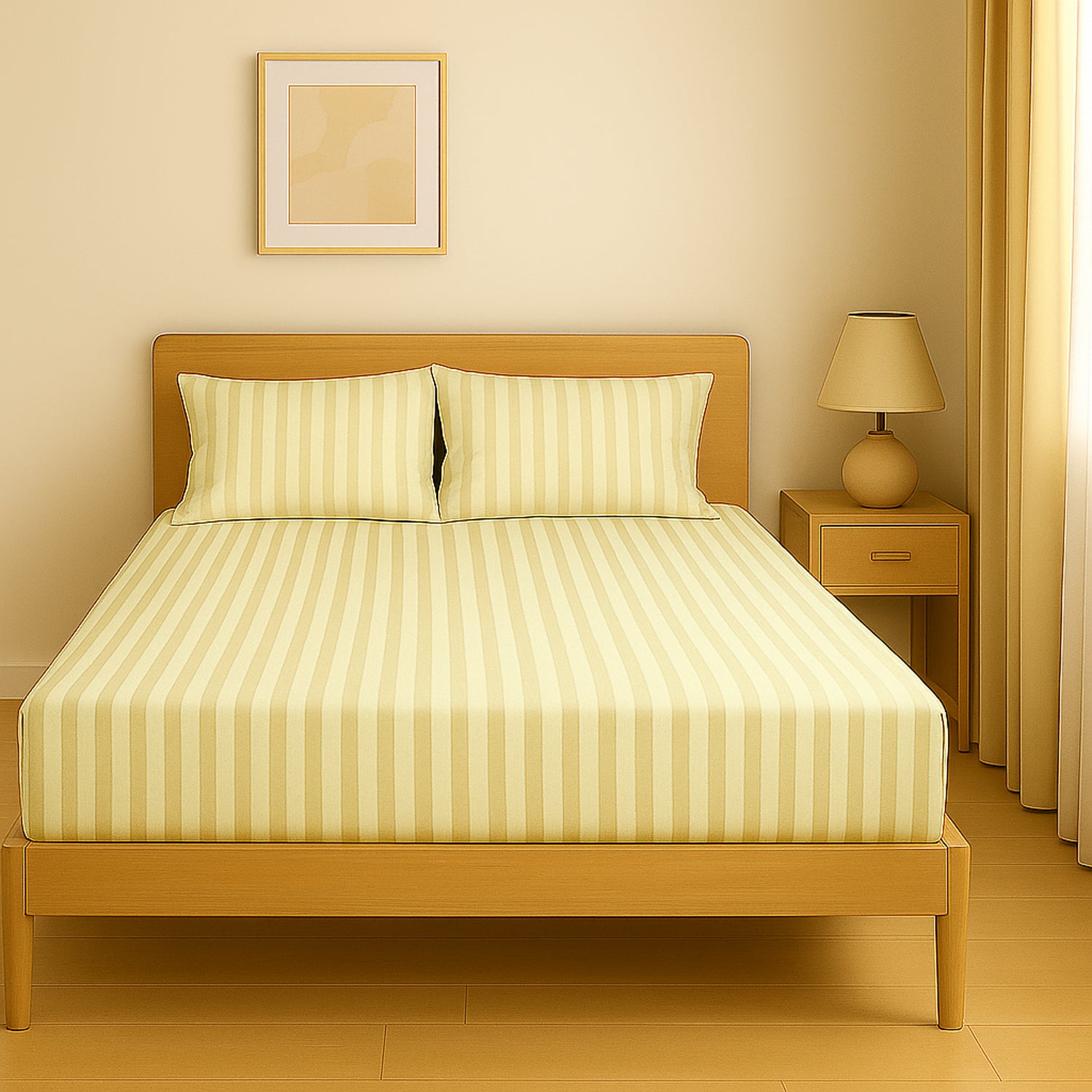 Premium Luxury Stripe Fitted Sheet 160x200cm | UAE-Wide Delivery | Dubai Abu Dhabi Sharjah