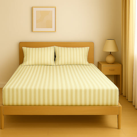 Premium Luxury Stripe Fitted Sheet 160x200cm | UAE-Wide Delivery | Dubai Abu Dhabi Sharjah