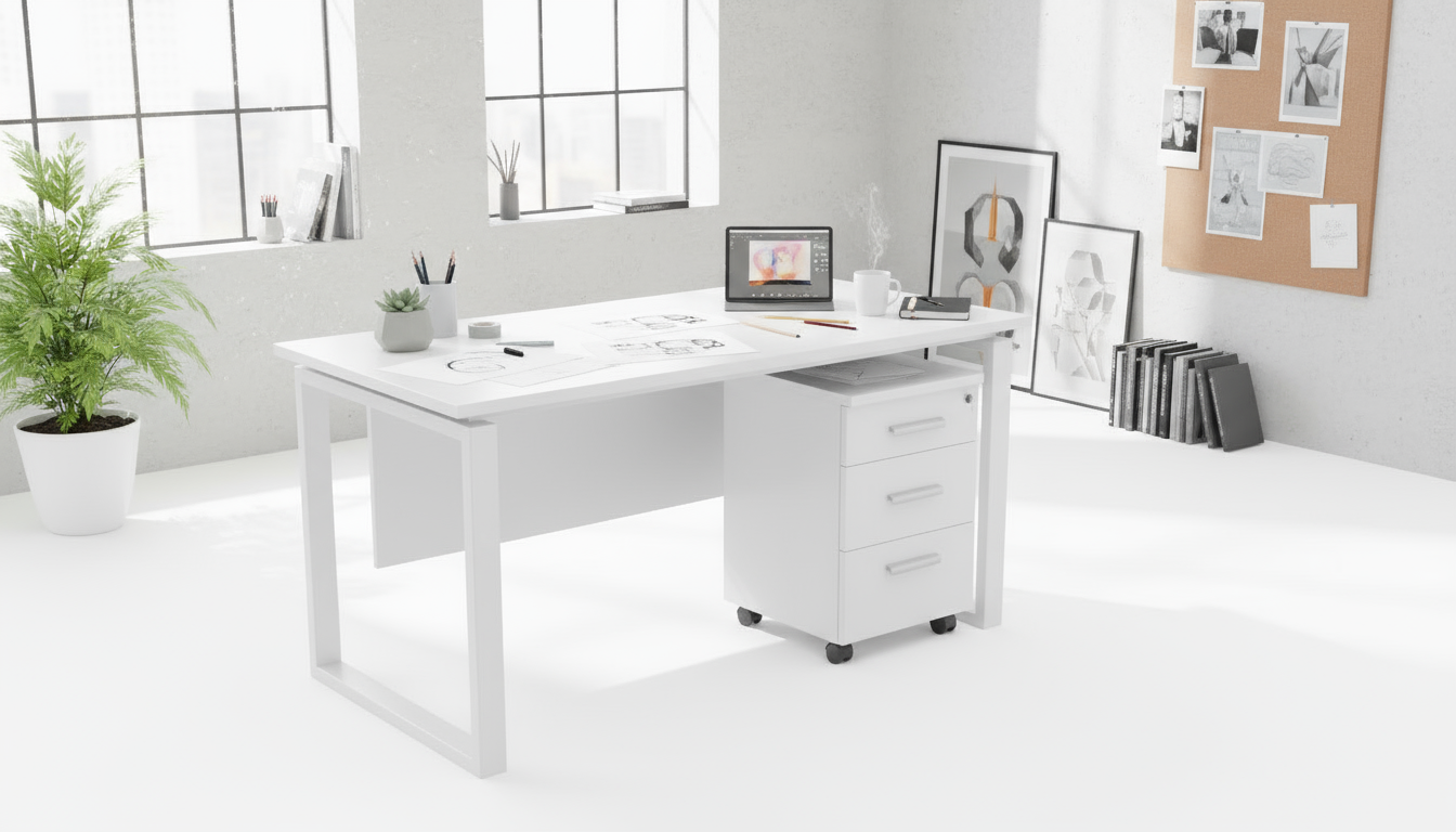 Office Desk with Pedestal Drawer 140x70cm - Premium Workstation UAE