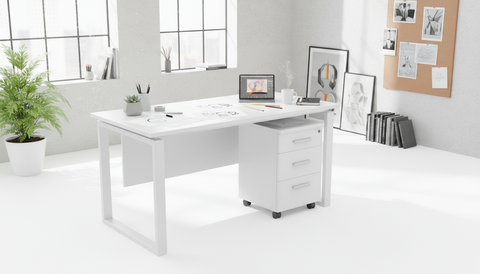 Office Desk 120x70cm with Pedestal Drawer - Metal Frame Work Table Dubai UAE