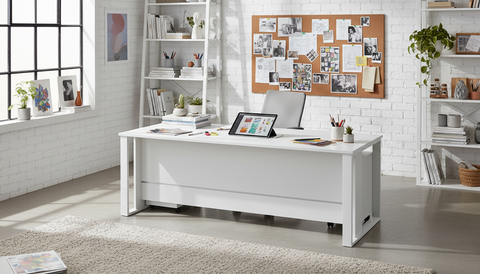 Office Desk with Metal Legs & Drawer 120cm - White | Dubai UAE