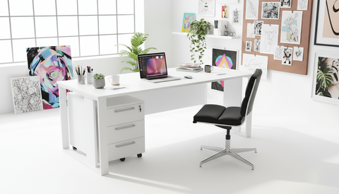 Office Desk 160x80cm with Metal Legs & Drawer - White Executive Table UAE