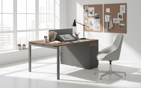 INFINI HOMES 2 Person Workstation UAE - Model NL-T1-DL1212 Brown Grey 120x120cm Dubai Abu Dhabi Sharjah