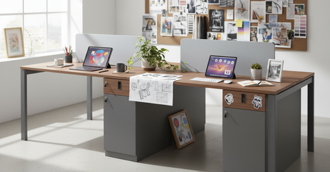 4 Person Office Workstation 120x240cm - Premium Desk Dubai UAE | INFINI HOMES