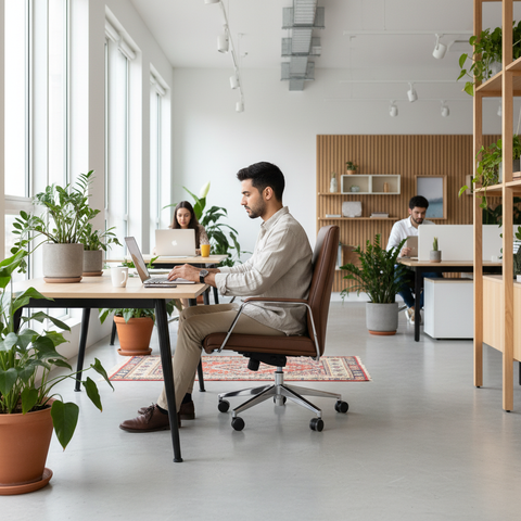 Premium Office Chair Low Back PU Leather Brown | Ergonomic Desk Chair UAE