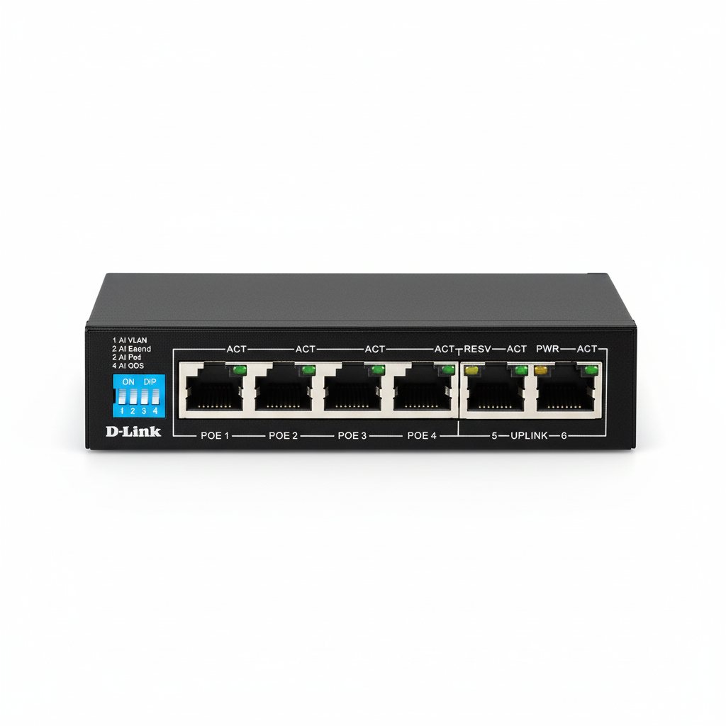 D-Link DES-F1006P-EB 6-Port Long Range PoE Switch UAE | 250m Surveillance Switch Dubai Abu Dhabi Sharjah Ajman Umm Al Quwain Ras Al Khaimah Fujairah