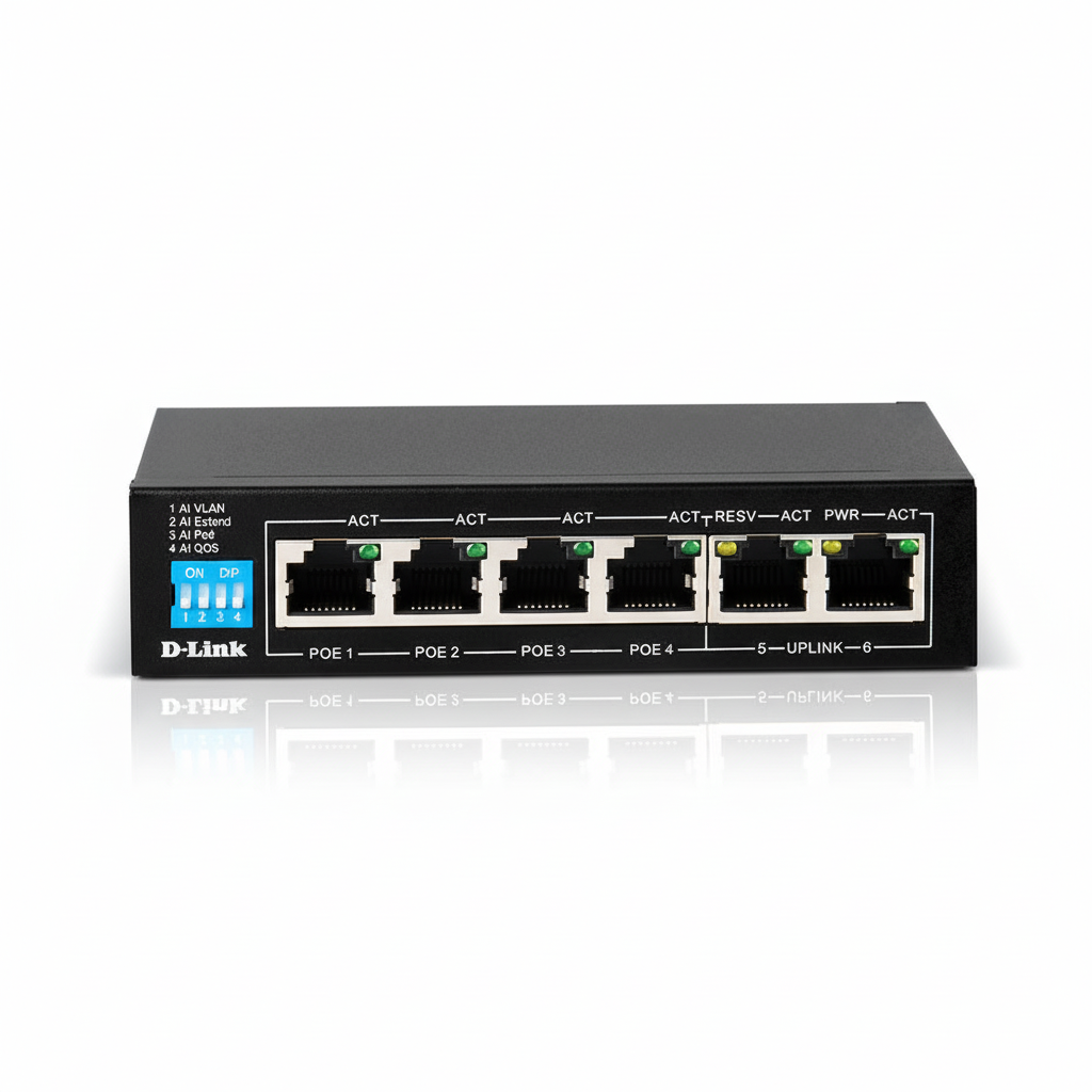 D-Link DGS-F1006P-E250M 6-Port Gigabit PoE Switch UAE | 250m Long Range | Dubai Abu Dhabi Sharjah Ajman Umm Al Quwain Ras Al Khaimah Fujairah