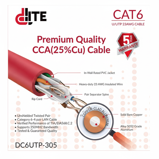 DLITE DC6UTP-305 Cat6 UTP Cable 305m UAE | Ethernet Network Cable Roll Dubai Abu Dhabi Sharjah Ajman Umm Al Quwain Ras Al Khaimah Fujairah