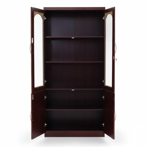 Book Cabinet with Lockable Glass Door Dark Espresso UAE | Wooden Storage Cabinet Dubai | INFINI HOMES IH 902