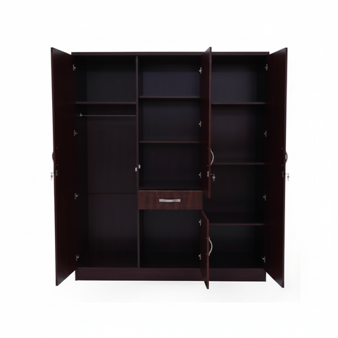 Three Door Wardrobe Interior – Shelves, Hanging Rail and Drawer – Wooden Wardrobe UAE