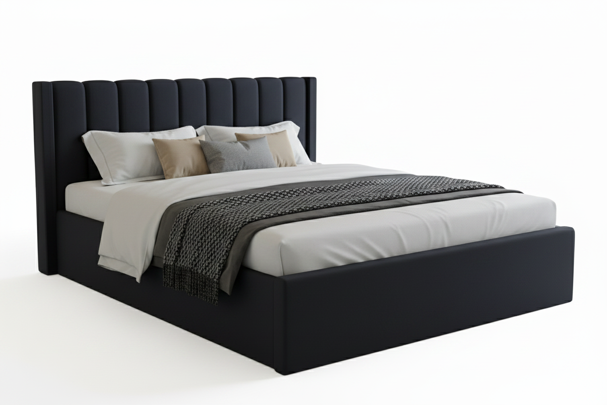 Super King Upholstered Platform Bed 200x200cm - Premium Bedroom Furniture UAE Space Grey