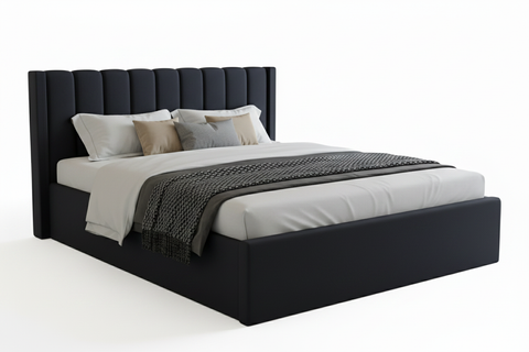 Super King Upholstered Platform Bed 200x200cm - Premium Bedroom Furniture UAE Space Grey