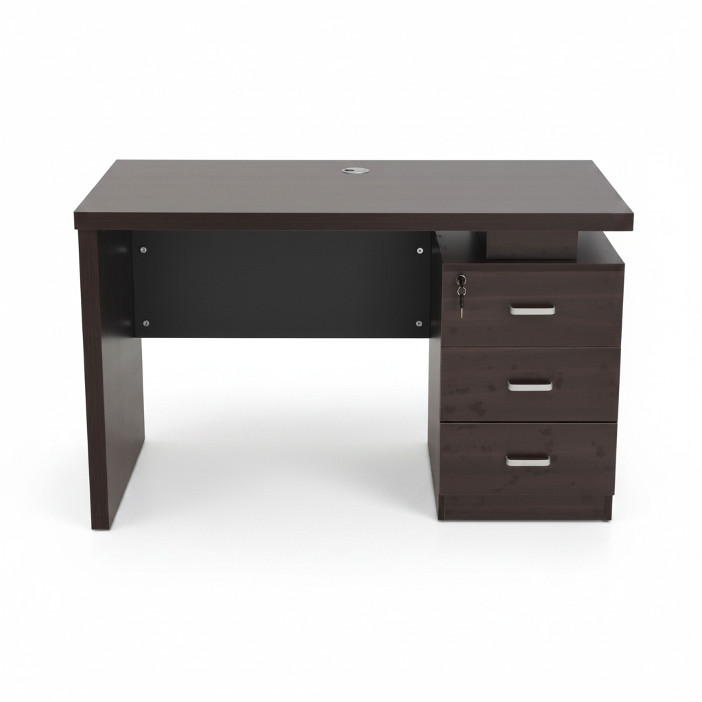 Wenge Office Table with 3-Drawer Lockable Pedestal – Modern Work Desk for Corporate Offices in Dubai UAE | IH-T722-WEN
