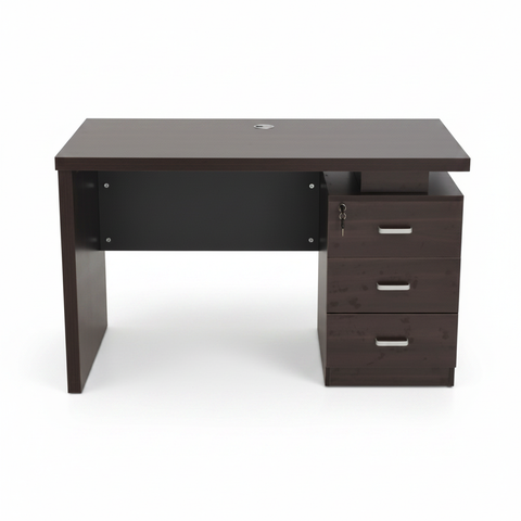 Wenge Office Table with 3-Drawer Lockable Pedestal – Modern Work Desk for Corporate Offices in Dubai UAE | IH-T722-WEN