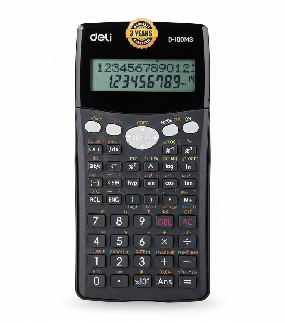 Scientific Calculator Deli WD-100MS | 2-Line Display | UAE 3 Year Warranty | Best for Students & Engineers