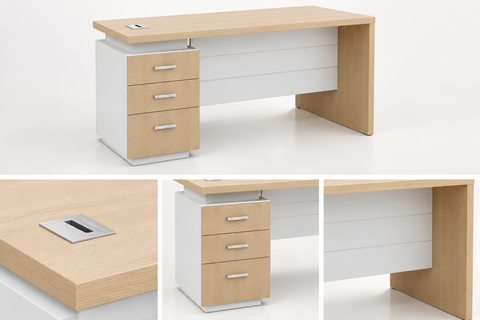 INFINI HOMES Executive Table UAE - Model KN120-EX-BX Light Oak White
